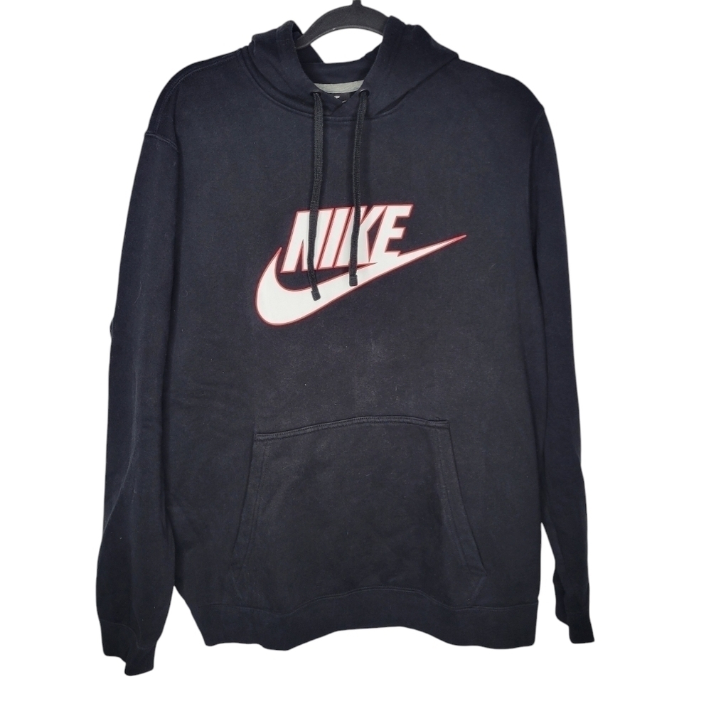 Nike Essential Big Swoosh Spell Out Crewneck Sweatshirt in Black Size Large